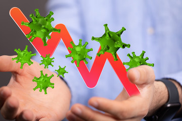Financial stock graph has down from virus corona outbreak..