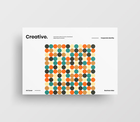 Creative business presentation vector A4 horizontal orientation front page mock up. Modern corporate report cover abstract geometric illustration design layout. Company identity brochure template.