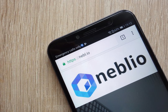 KONSKIE, POLAND - JULY 08, 2018: Neblio (NEBL) cryptocurrency website displayed on Huawei Y6 2018 smartphone
