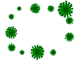 Coronavirus disease COVID-19 medical 3D render infection.Virus protection covid19 molecule on green.Dangerous asian ncov corona virus, dna, pandemic risk background design