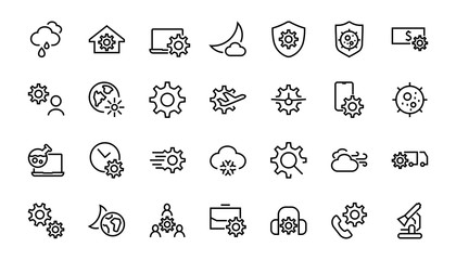  A simple set of settings and options related to Vector Line Icons. Contains icons such as set time, business, phone, and more. Editable Stroke.. 480x480