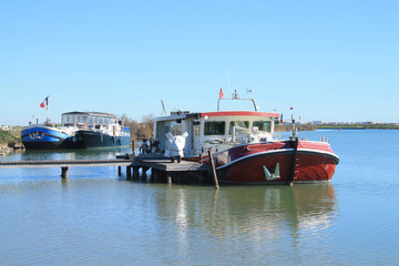 River boats in Villeneuve les Maguelone, a seaside resort in the south of Montpellier, Herault, France
