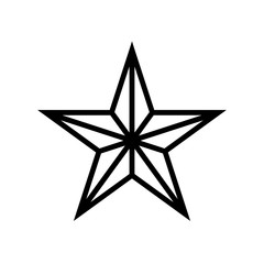 Five pointed black star vector icon on white