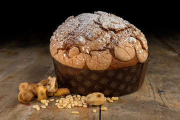   Traditional Italian Christmas cake: homemade panettone.