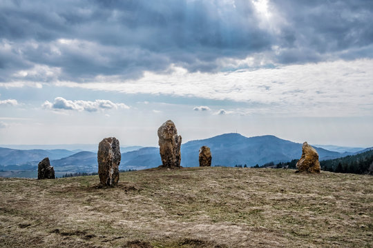 Stone monoliths in Stiavnica Mountains, Slovakia