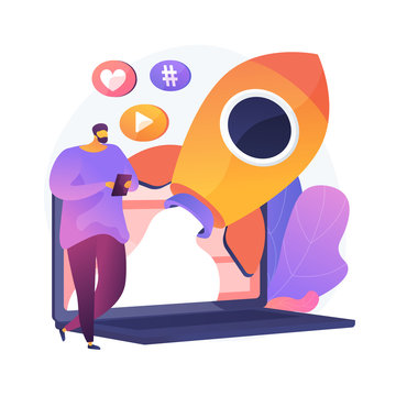 Successful internet marketing. Data, applications, e-services, multimedia. Social network likes and followers attraction colorful icon. Vector isolated concept metaphor illustration