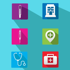 Illustration of vector hospital symbol with flat style design