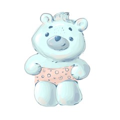 Cute baby Polar Bear in pants Vector Illustration