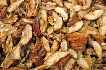 Pile of dried apple slices