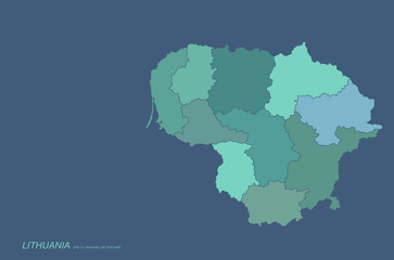 lithuania map. vector map of european country.
