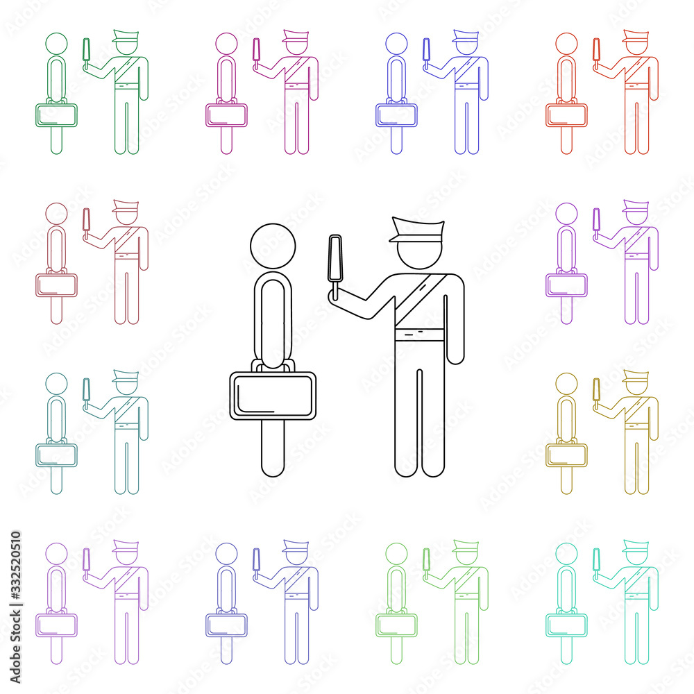 Poster scan a passenger multi color style icon. simple thin line, outline vector of airport icons for ui an