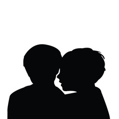 boys talking heads silhouette vector