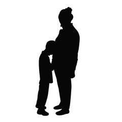 a boy and the mom , body silhouette vector