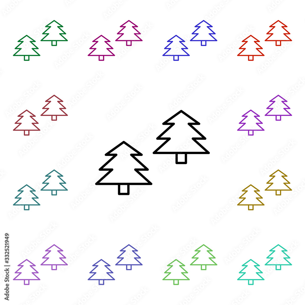 Poster forest line multi color style icon. simple thin line, outline vector of camping icons for ui and ux,