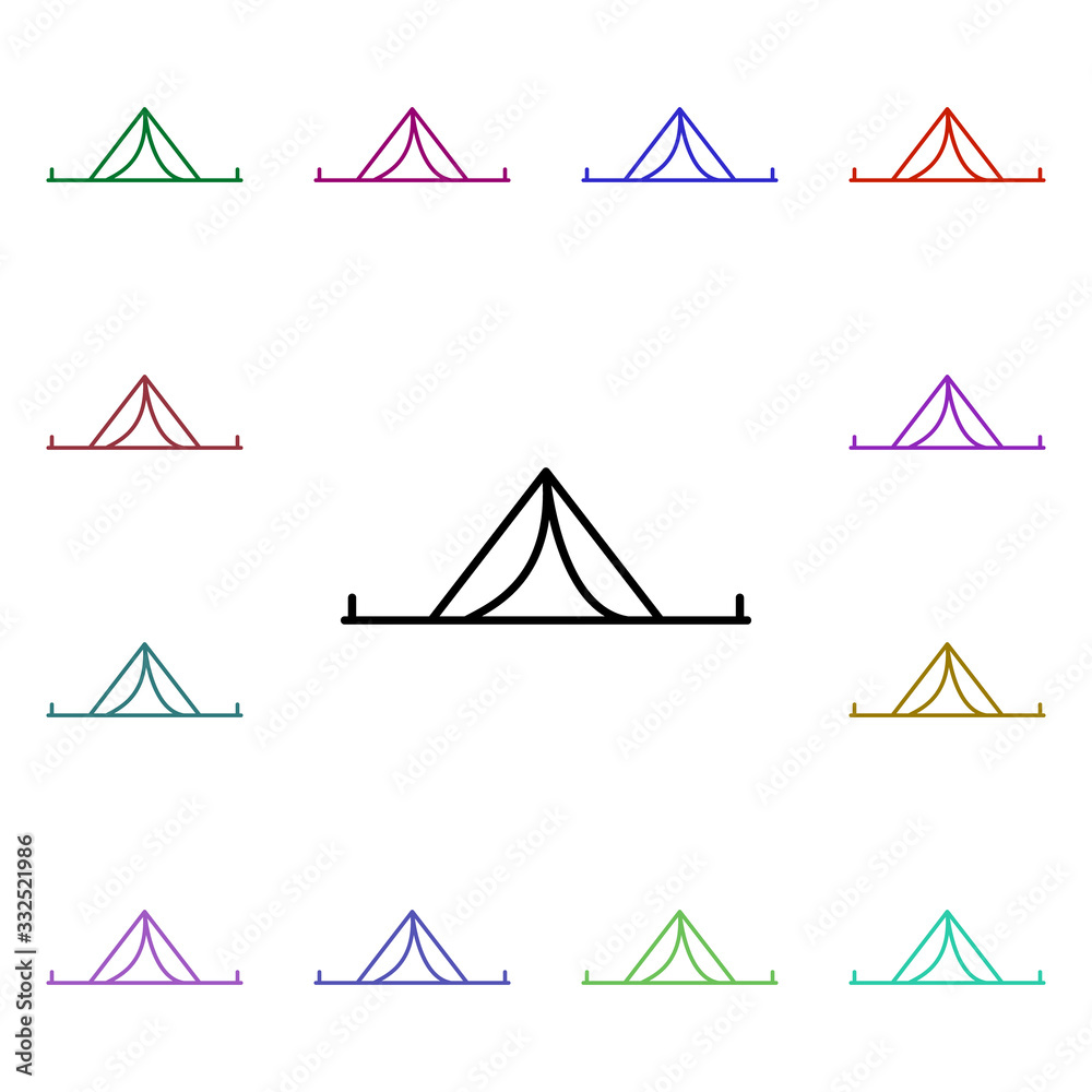 Poster tent line multi color style icon. simple thin line, outline vector of camping icons for ui and ux, w