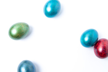 Easter concept. Colorful easter eggs on white background