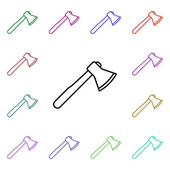 Ax line multi color style icon. Simple thin line, outline vector of camping icons for ui and ux, website or mobile application