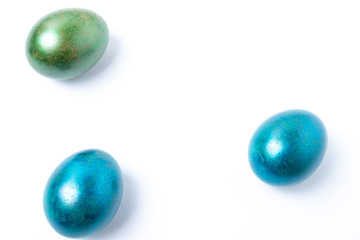 Easter concept. Hand painted colorful easter eggs on white background