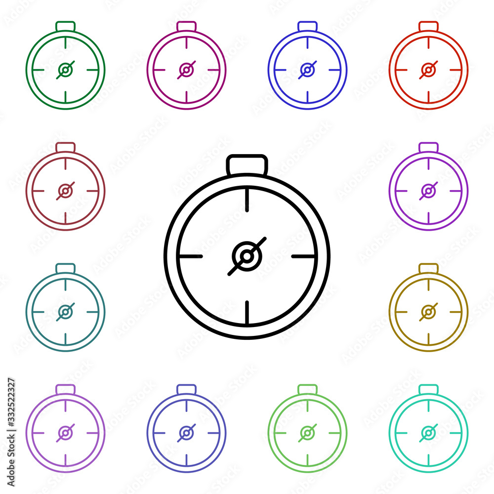Poster compass line multi color style icon. simple thin line, outline vector of camping icons for ui and ux
