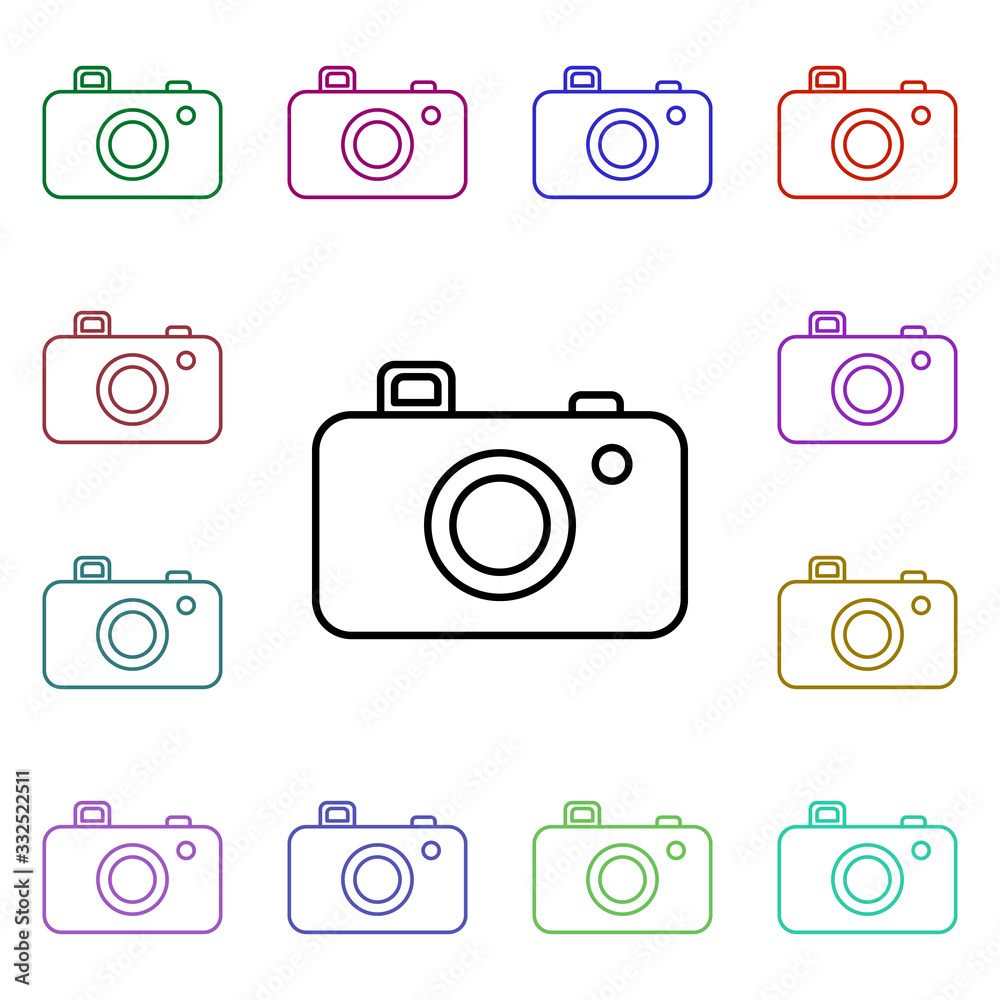 Poster camera line multi color style icon. simple thin line, outline vector of camping icons for ui and ux,