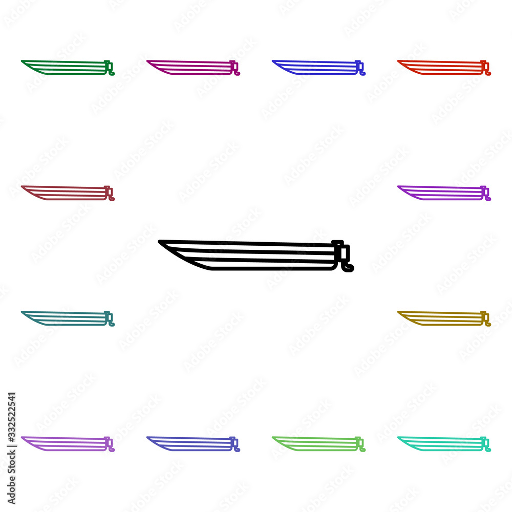 Poster powerboat line multi color style icon. simple thin line, outline vector of camping icons for ui and 
