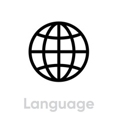 Language ad block icon. Editable line vector.