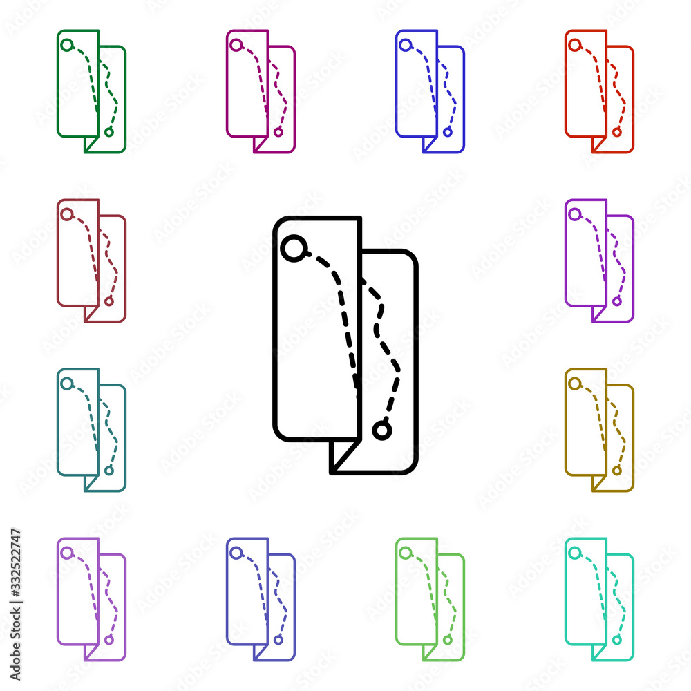 Poster map line multi color style icon. simple thin line, outline vector of camping icons for ui and ux, we