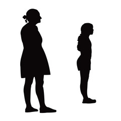 a woman and girl body silhouette vector