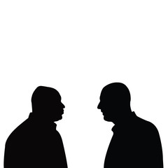two men talking heads, silhouette vector
