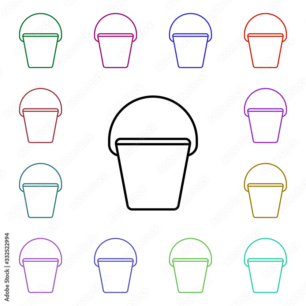 Poster bucket line multi color style icon. simple thin line, outline vector of camping icons for ui and ux,