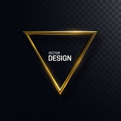 Abstract golden triangle shape. Vector 3d illustration.