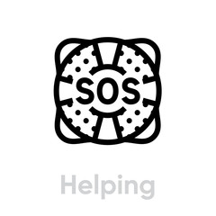Helping help support icon. Editable line vector.