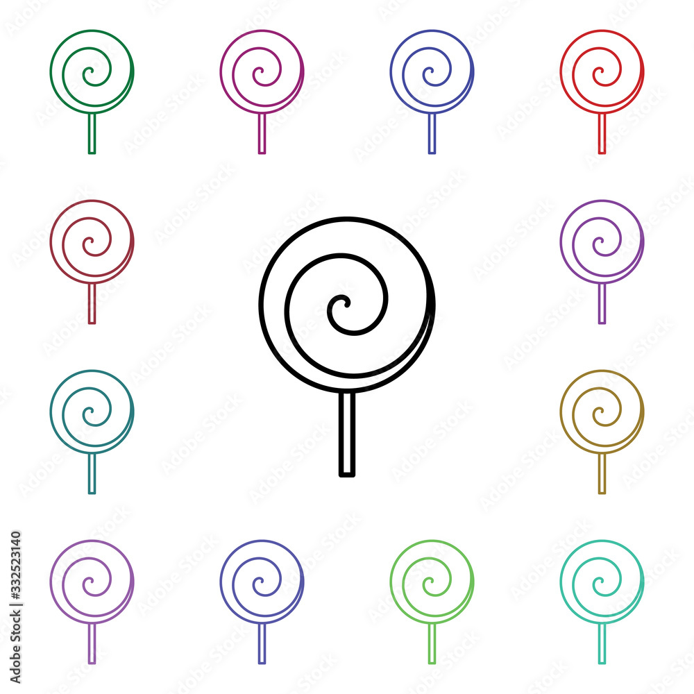 Poster candy multi color style icon. simple thin line, outline vector of carnival and amusement icons for u