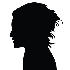 a teenager child head silhouette vector