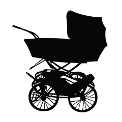 Plakat a baby stroller silhouette vector