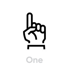 One finger hand icon. Editable Line Vector.