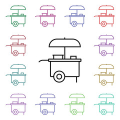 Food stand multi color style icon. Simple thin line, outline vector of carnival and amusement icons for ui and ux, website or mobile application