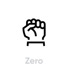 Zero or Fist icon. Editable Line Vector.