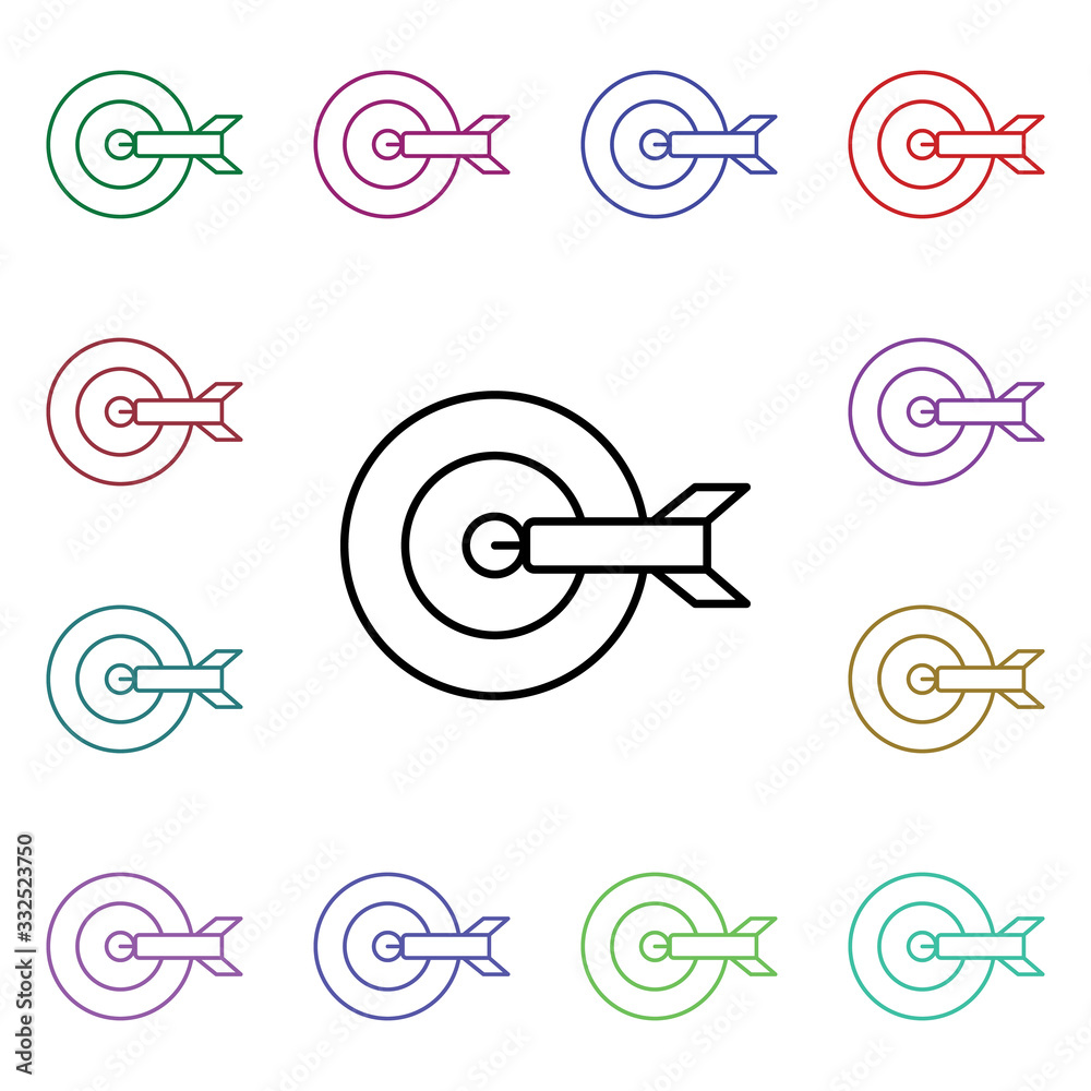 Poster dart, target multi color style icon. simple thin line, outline vector of carnival and amusement icon
