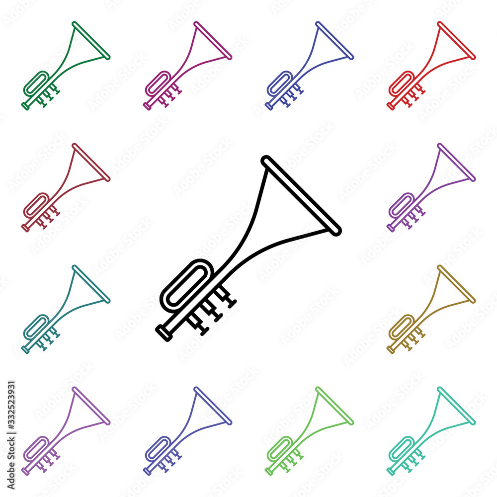 Poster trombone multi color style icon. simple thin line, outline vector of carnival and amusement icons fo