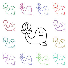 Seal, circus, ball multi color style icon. Simple thin line, outline vector of carnival and amusement icons for ui and ux, website or mobile application