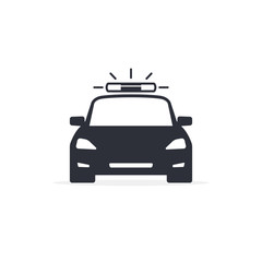 Police Car vector black icon isolated on white