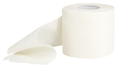 Roll of toilet paper isolated on white