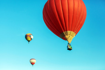 Balloon Festival. Flying balloons against the blue sky.