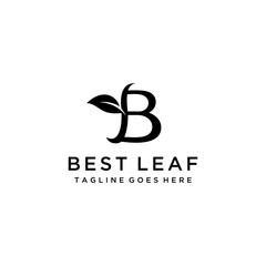 Creative Illustration luxury sign B with leaf logo template design