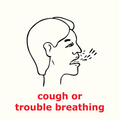 Cough or trouble breathing icon, outline simple doodle drawing