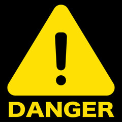 Danger warning sign icon .Yellow warning road sign.