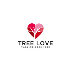 Creative abstract modern Tree love logo design sign vector template