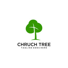Illustration of abstract cross sign as a tree with leaves attached to the trunk