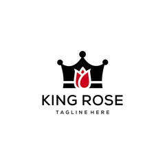 Beauty crown with Rose logo vector logo design template, minimal line petal beauty salon